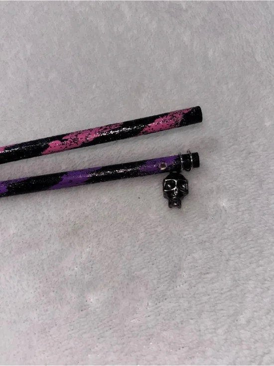 Trio of Hand Painted Wooden Hairsticks - Picture 4 of 7